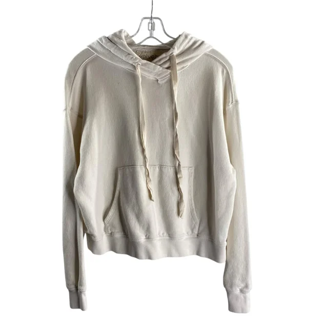 VELVET Size SMALL White Long Sleeve Hoodie TOP Hoodie with Mock Neck Collared Structured VELVET Size SMALL White Long Sleeve Hoodie TOP Hoodie with Mock Neck Collared Structured