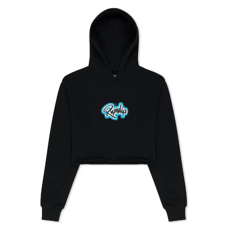 In Loving Memory Cropped Hoodie (Black) Hoodie with Half-Zip Sporty Casual