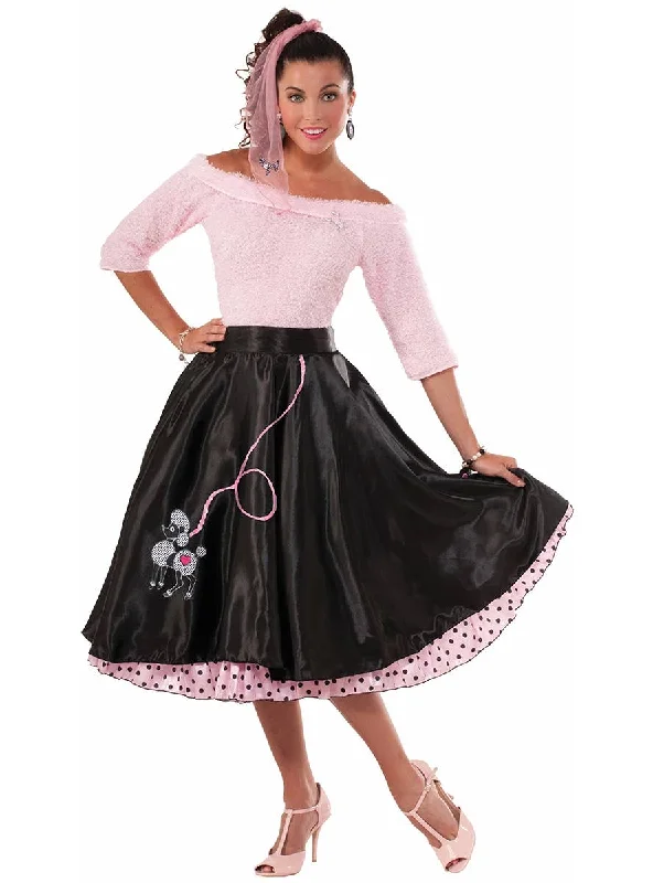 Retro Pink 1950s Poodle Skirt Womens Costume corduroy skirt comfortable