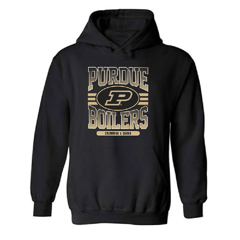 Purdue - NCAA Women's Swimming & Diving : Sienna Nitke - Classic Shersey Hooded Sweatshirt Hoodie with Slit Hem Functional Movement