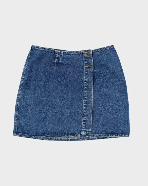 Vintage Y2k 00s Attitude Denim Wrap Skirt - S belted skirt waist