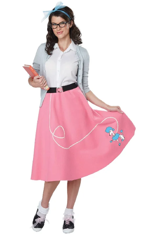 Nifty Womens Pink 50s Poodle Skirt Costume wool skirt breathable