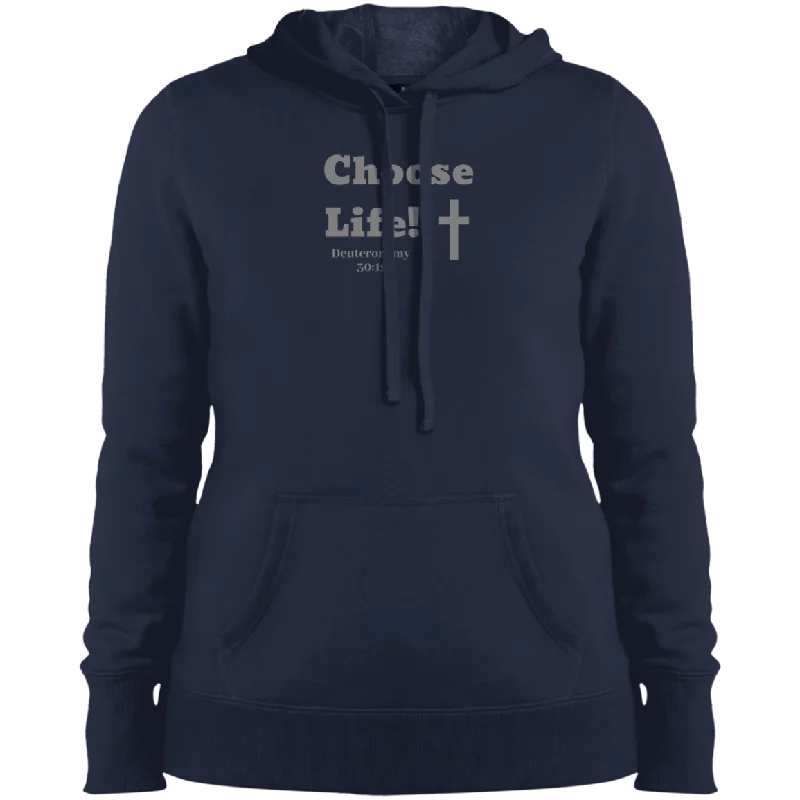 Choose Life 2.0 Ladies Pullover Hooded Sweatshirt Hoodie with Hem Lace Feminine Delicate