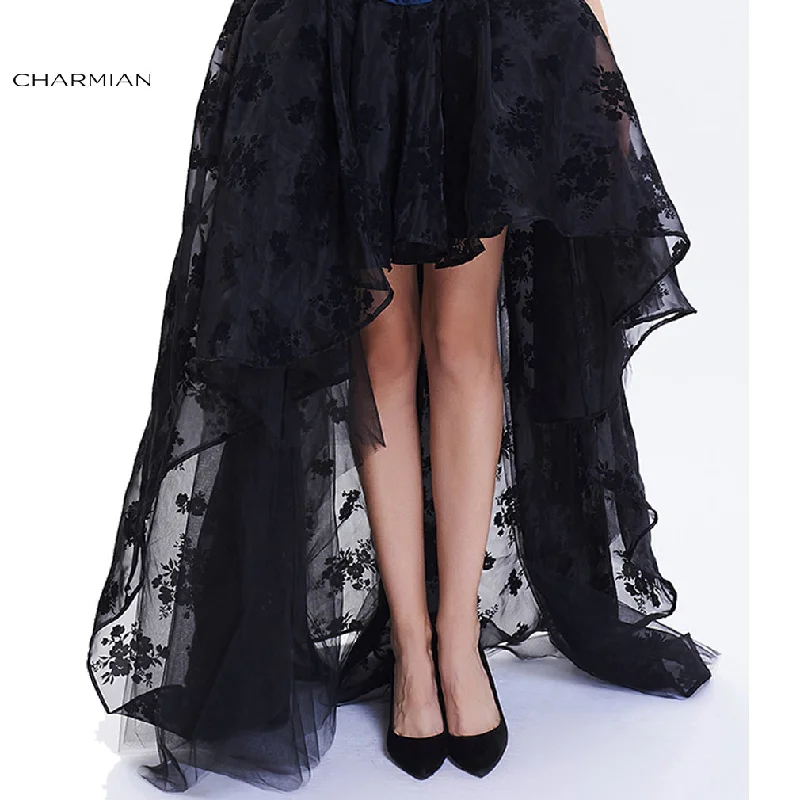Charmian Women's Steampunk Gothic Vintage Skirt Floor Length Sexy Wedding Party High Low Black Floral Lace Skirt chiffon skirt delicate