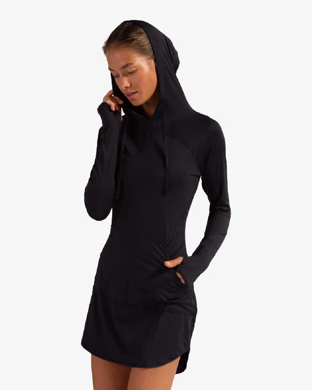 BloqUV: Women's UPF 50 Hoodie Dress (2009) - Black Hoodie with Camouflage Military Edgy BloqUV: Women's UPF 50 Hoodie Dress (2009) - Black Hoodie with Camouflage Military Edgy