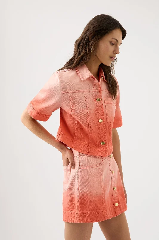 Ember Ombre Denim Mini Skirt chiffon skirt airy