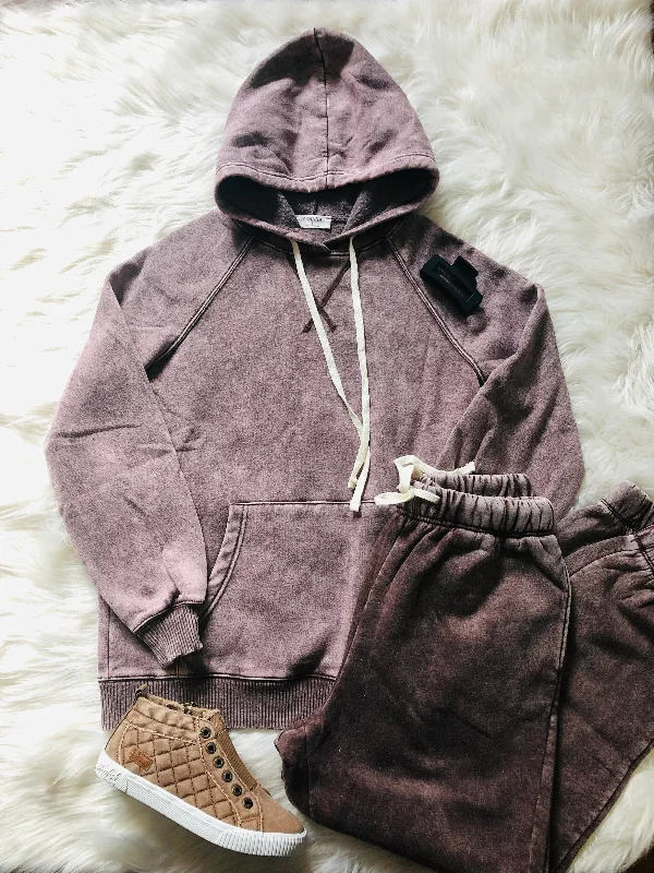 Americano Mineral Washed Hoodie Hoodie with Raglan Sleeves Sporty Comfortable