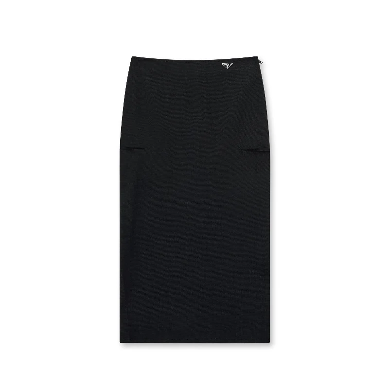 Prada - Women's Stretch Denim Pencil Skirt - (Black) a-line skirt cut