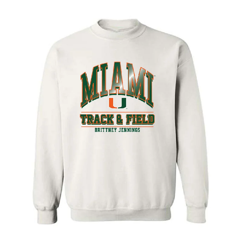 Miami - NCAA Women's Track & Field : Brittney Jennings - Classic Fashion Shersey Crewneck Sweatshirt Hoodie with Hem Ribbing Snug Secure