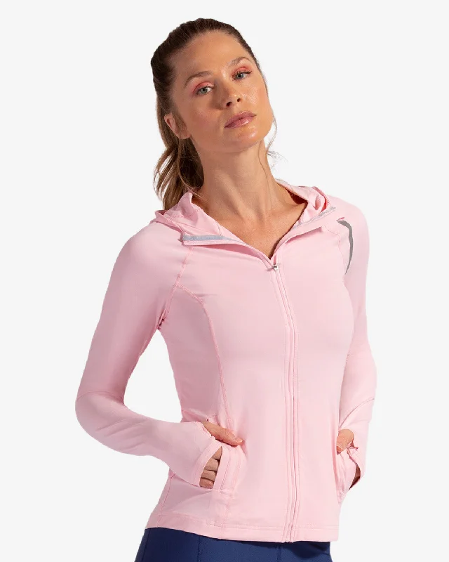 BloqUV: Women's UPF 50 Hoodie Jacket (9015) - Tickle Me Pink Hoodie with Cuffed Sleeves Snug Secure BloqUV: Women's UPF 50 Hoodie Jacket (9015) - Tickle Me Pink Hoodie with Cuffed Sleeves Snug Secure