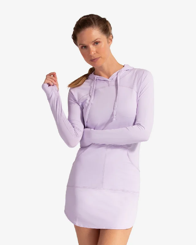 BloqUV: Women's UPF 50 Hoodie Dress (2009) - Lavender Hoodie with Pastel Soft Subtle BloqUV: Women's UPF 50 Hoodie Dress (2009) - Lavender Hoodie with Pastel Soft Subtle
