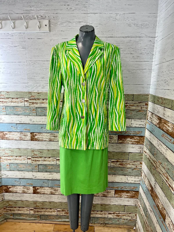 90’s Lime & Green Abstract Print 2 Piece Suit Skirt Set cashmere skirt fine