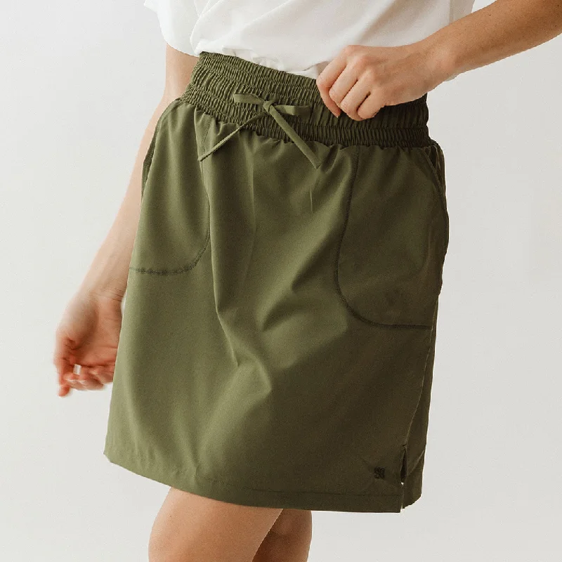 The Away Skirt, Sage leather skirt sleek
