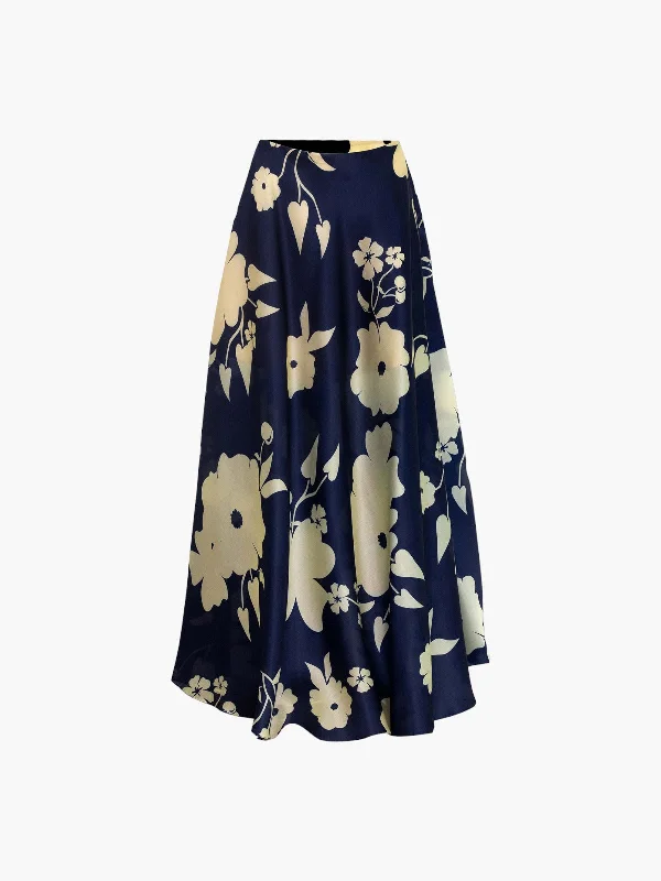 Moonlight Blossom Skirt | Blue low waist skirt