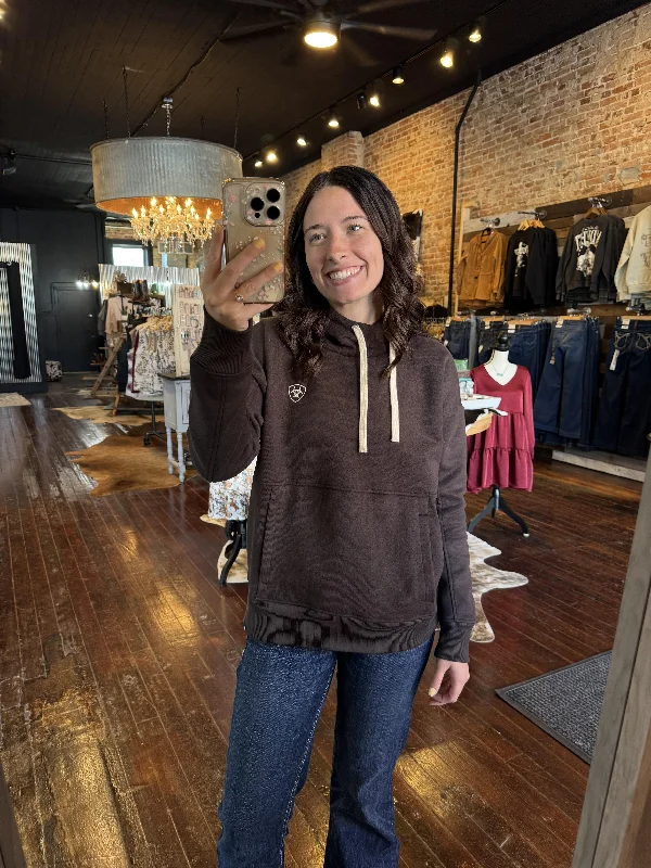 Ariat Rabere Hoodie [Mole/Brown] Hoodie with Hem Patch Decorative Personalized