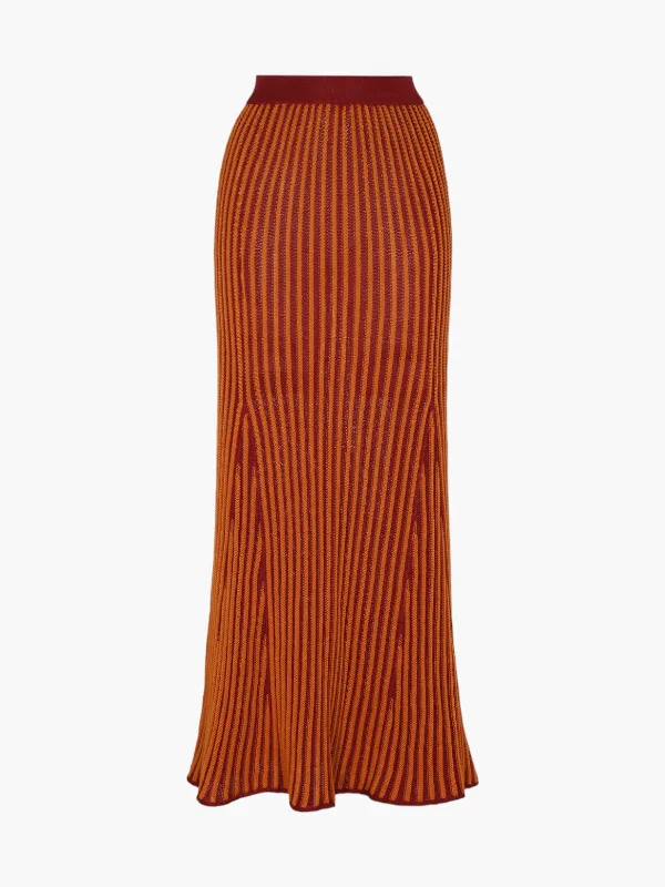 Marina Maxi Skirt | Burgundy / Orange linen skirt natural