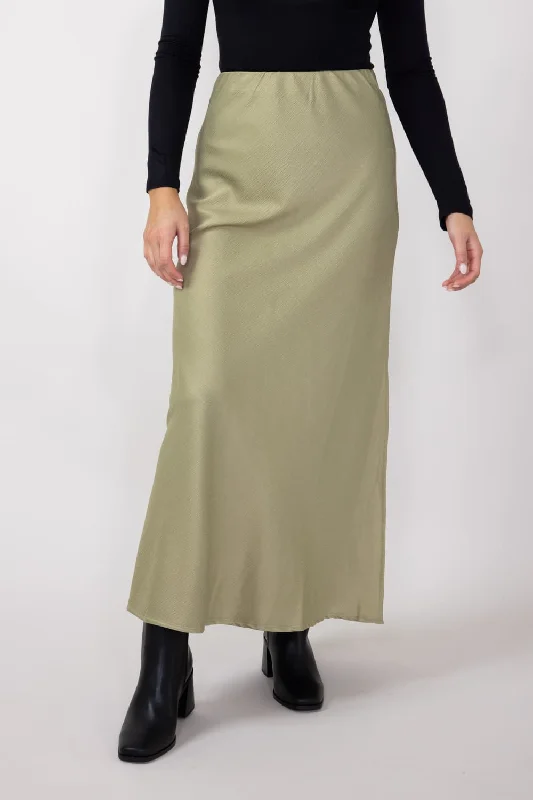 Bias Maxi Skirt for Women in Olive | FS3106-OLIVE boho skirt vibe