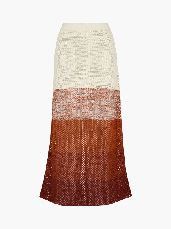 Ofrenda Skirt | Tobacco/Ivory button skirt front