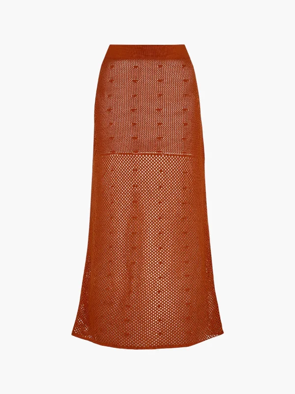 Ofrenda Skirt | Tobacco zip skirt side