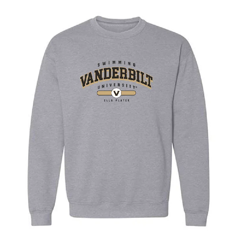 Vanderbilt - NCAA Women's Swimming & Diving : Ella Platek - Crewneck Sweatshirt Classic Fashion Shersey Hoodie with Set-In Sleeves Structured Classic