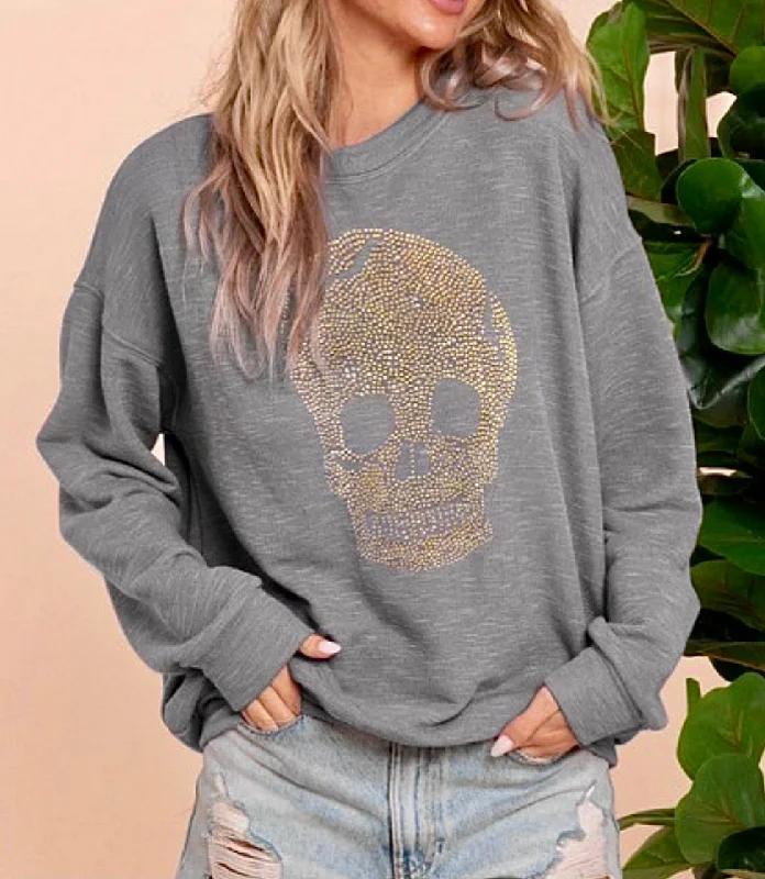 gold rhinestone skull sweatshirt Hoodie with Logo Branding Identity