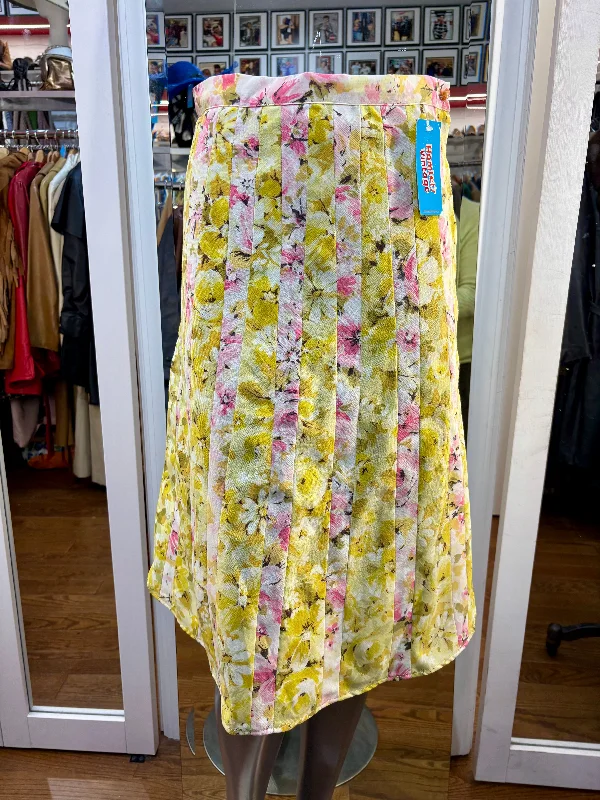 00’s Multi Patch Panel Revival Yellow & Pink 60’s Floral Print Skirt wool skirt sturdy