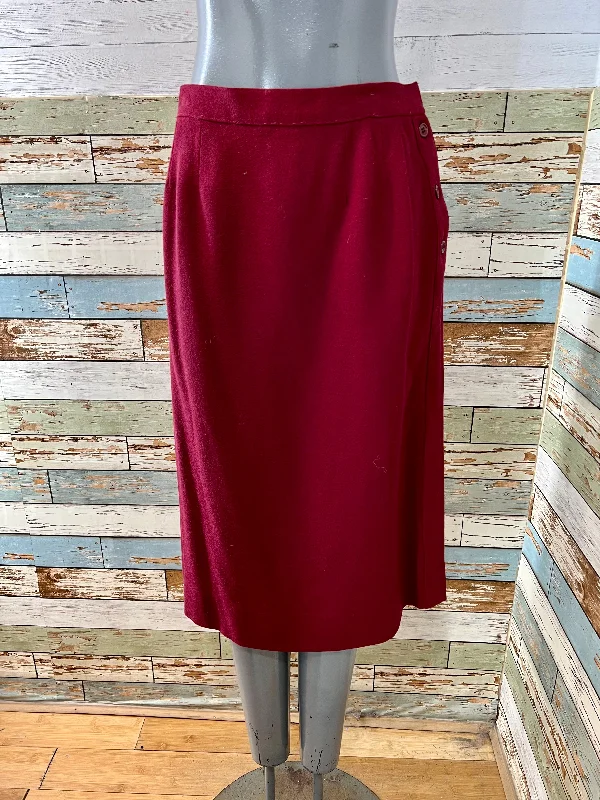 90’s Maroon Wool Pencil Skirt by Albert Nipon denim skirt classic