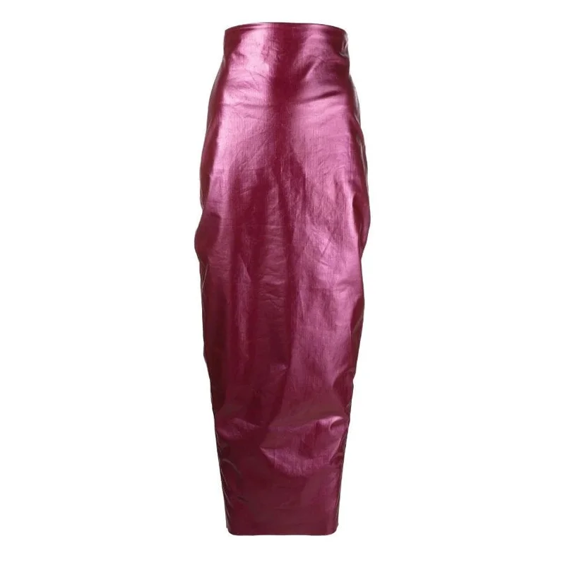 Rick Owens - Women’s Al Pillar Denim Skirt - (Fuchsia) patchwork skirt art