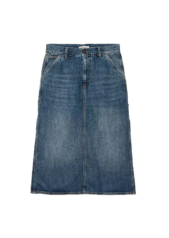 W Single Knee Skirt - Blue Dark Used Wash boho skirt vibe