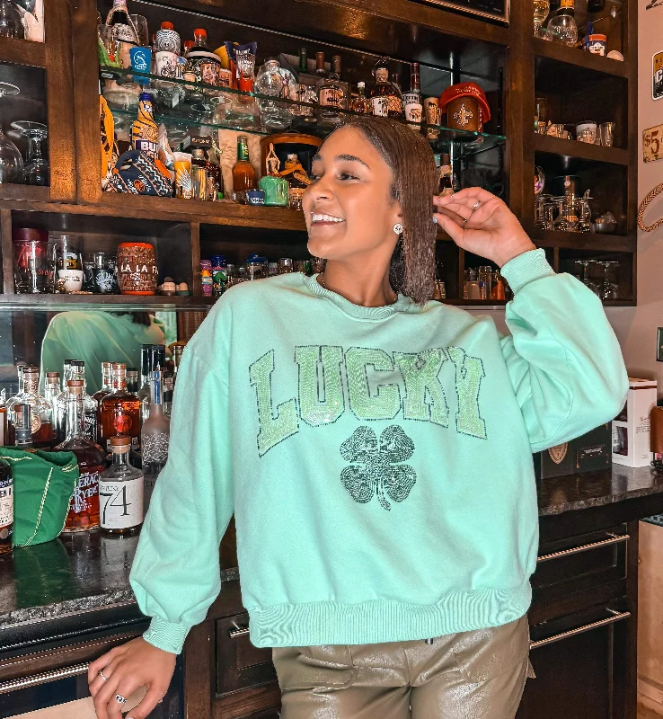 Queen Of Sparkles Light Green Lucky Sweatshirt Hoodie with Crew Neck Simple Timeless Queen Of Sparkles Light Green Lucky Sweatshirt Hoodie with Crew Neck Simple Timeless