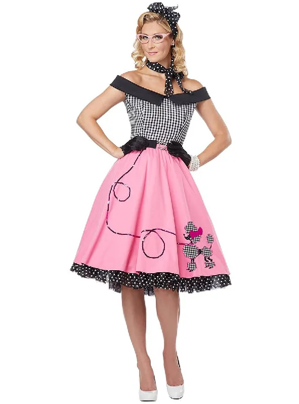 Nifty Fifties Womens Rock n Roll Poodle Skirt Costume chiffon skirt lightweight