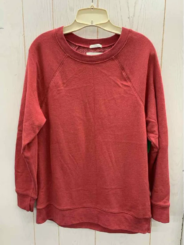 American Eagle Red Womens Size Small Sweatshirt Hoodie with Cuffed Sleeves Snug Secure