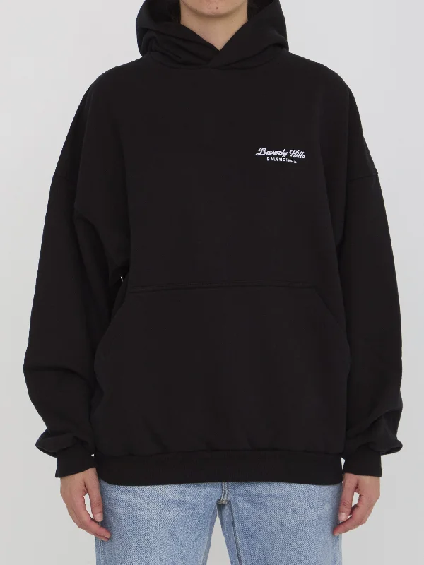 Beverly Hills Hoodie Hoodie with Button Placket Classic Preppy