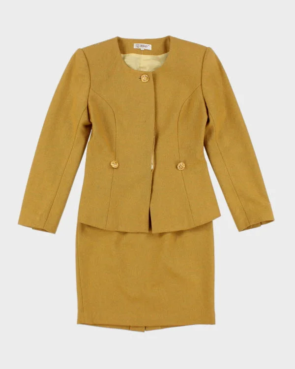 Vintage Yellow Skirt Suit - S ribbed skirt waist