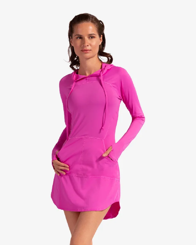 BloqUV: Women's UPF 50 Hoodie Dress (2009) - Bubble Gum Hoodie with Tie-Dye Psychedelic Retro BloqUV: Women's UPF 50 Hoodie Dress (2009) - Bubble Gum Hoodie with Tie-Dye Psychedelic Retro