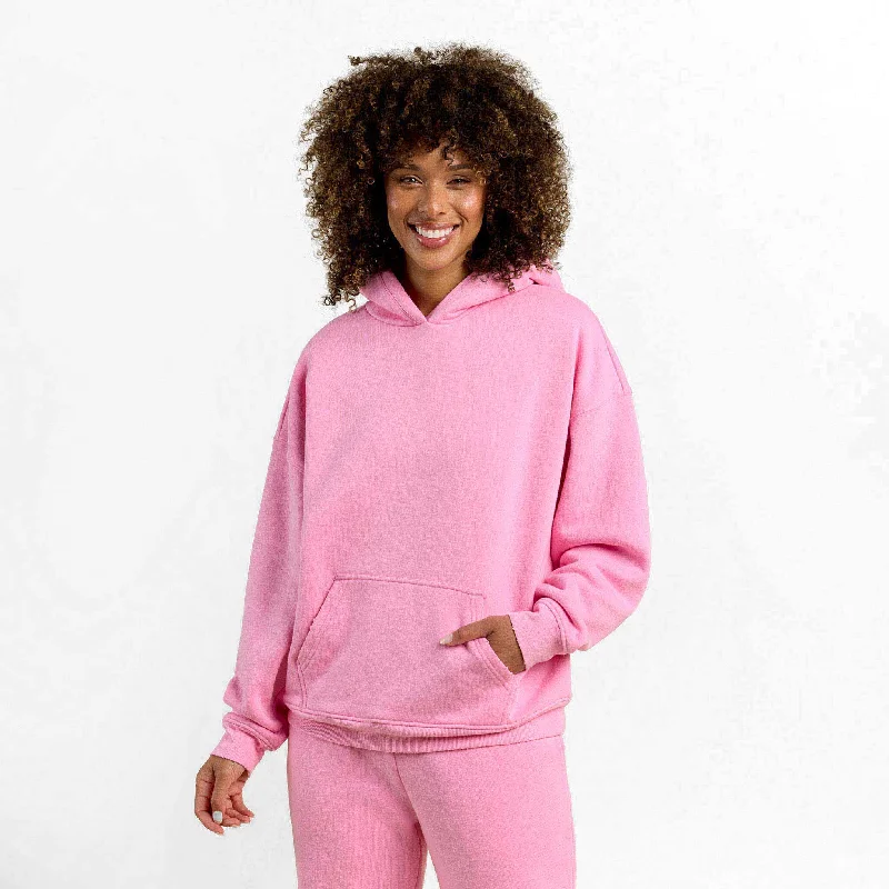 Vintage Fleece Hoodie | Bubblegum Pink Hoodie with Applique Textured Unique