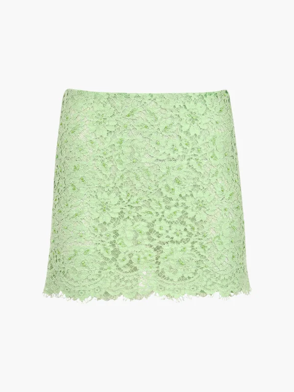 Charlie Mini Skirt | Green lace skirt feminine