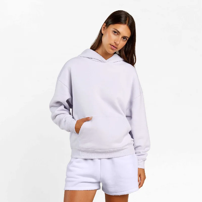Vintage Fleece Hoodie | Lilac Hoodie with Set-In Sleeves Structured Classic
