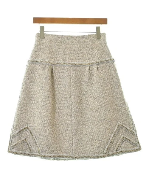 CHANEL Knee length skirts linen skirt natural