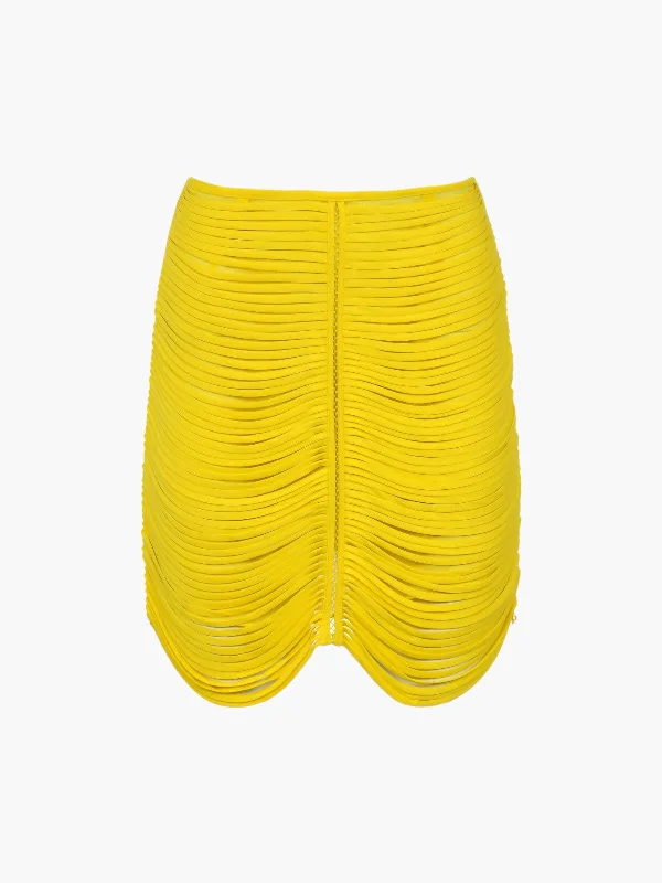 Danielle Mini Skirt | Yellow chiffon skirt flowing