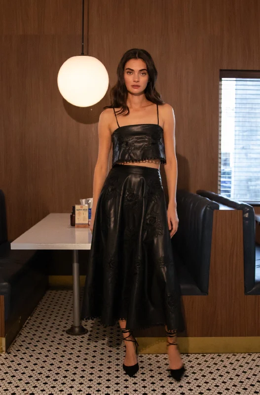 Ava Vegan Leather Skirt silk skirt lustrous