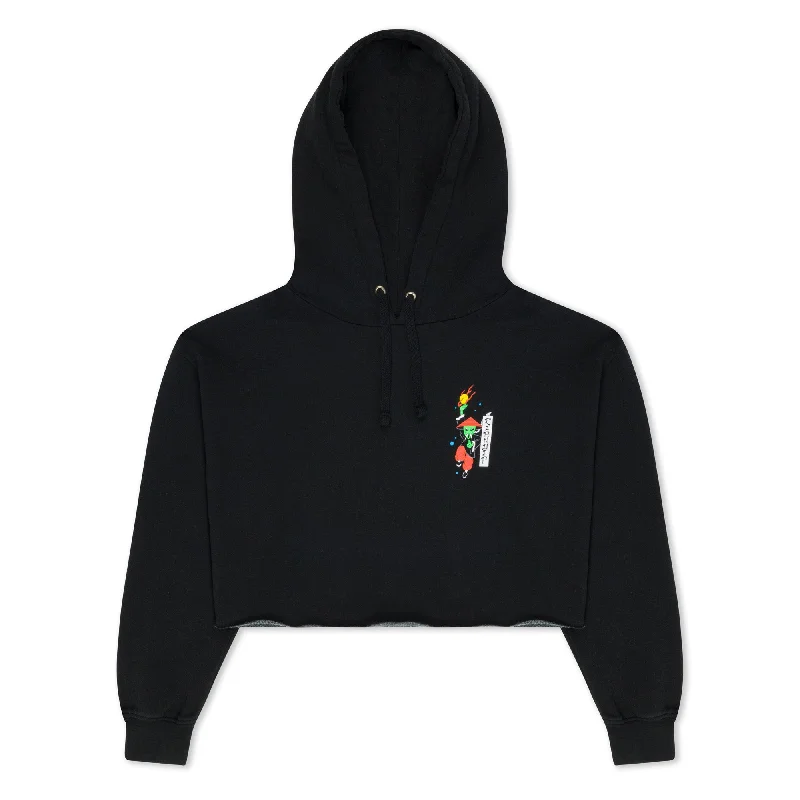 Ryu Cropped Hoodie (Black) Hoodie with Velcro Closure Adjustable Secure