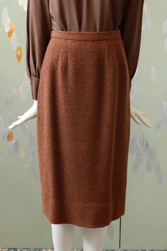 Vintage 1960s Chocolate Brown Skirt, 24 Waist relaxed fit skirt