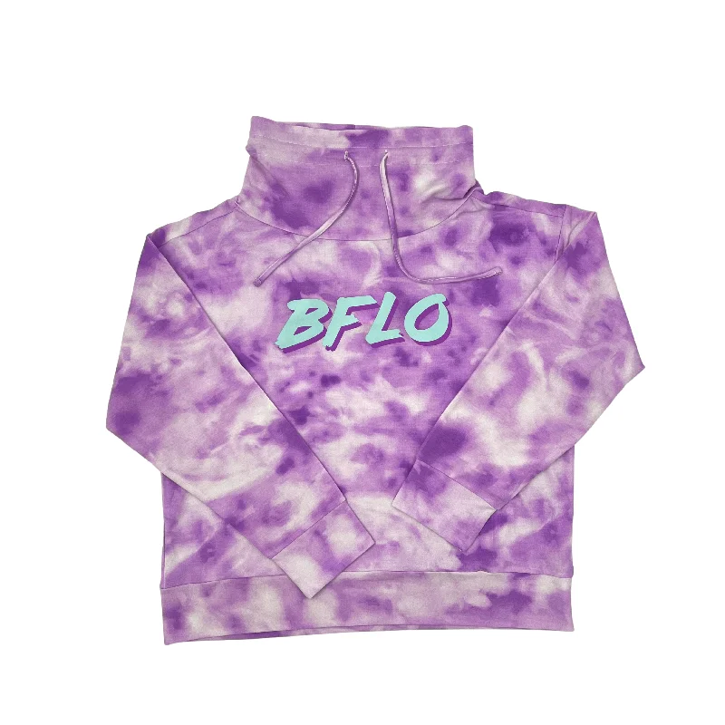 Women's BFLO Purple Tie Dye Mock Neck Sweatshirt Hoodie with Thumb Holes Functional Cozy Women's BFLO Purple Tie Dye Mock Neck Sweatshirt Hoodie with Thumb Holes Functional Cozy