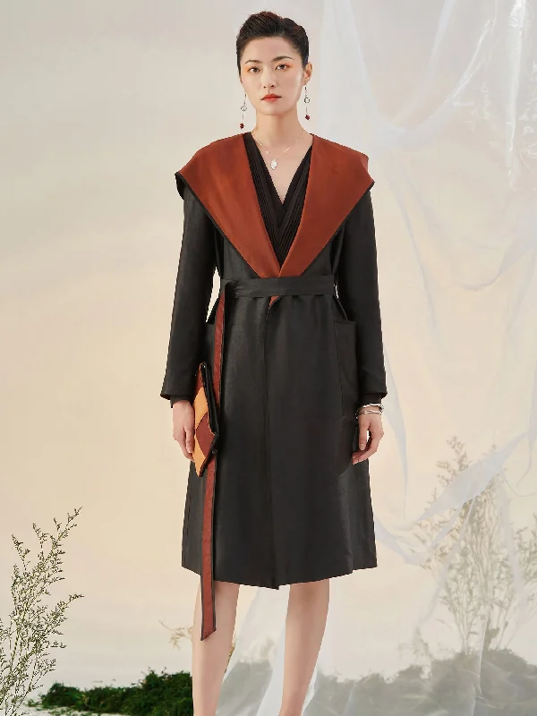 Reversible hoodie trench Hoodie with Hem Detail Decorative Unique