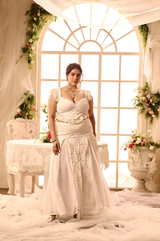 Odessa White Top And Skirt Set maxi skirt elegant