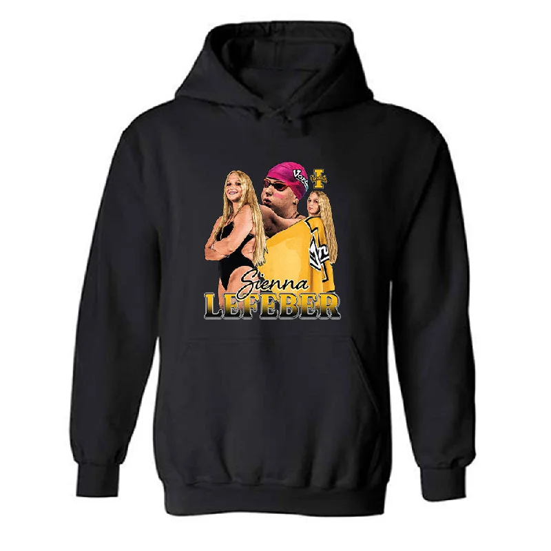 Idaho - NCAA Women's Swimming & Diving : Sienna Lefeber - Player Collage Hooded Sweatshirt Hoodie with V-Neck Classic Versatile