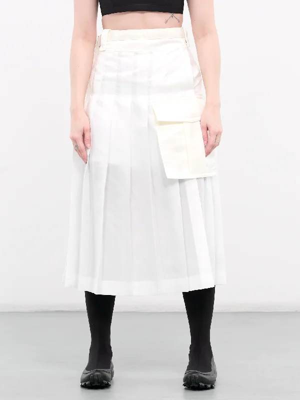 Nylon Twill Skirt (24-07246-151-OFF-WHITE) lace skirt elegant