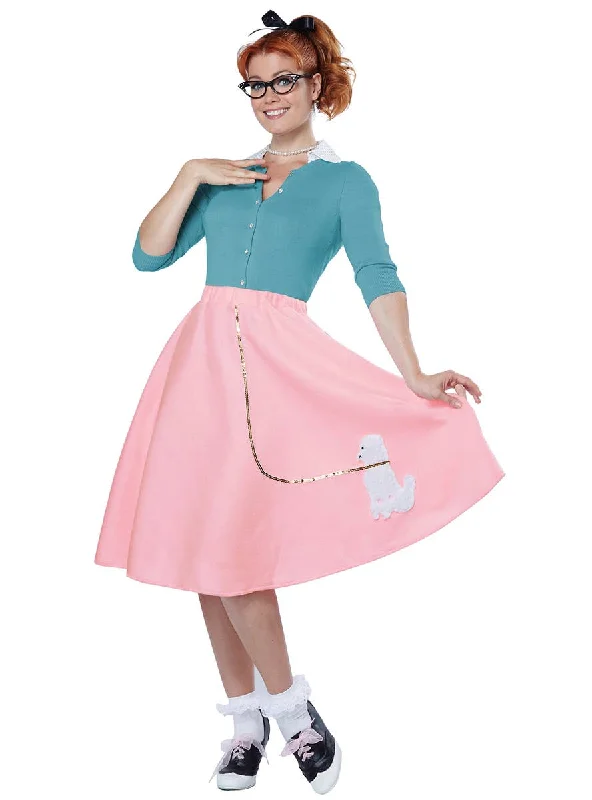 Flirty Fifties Womens Retro Pink Poodle Costume Skirt denim skirt casual