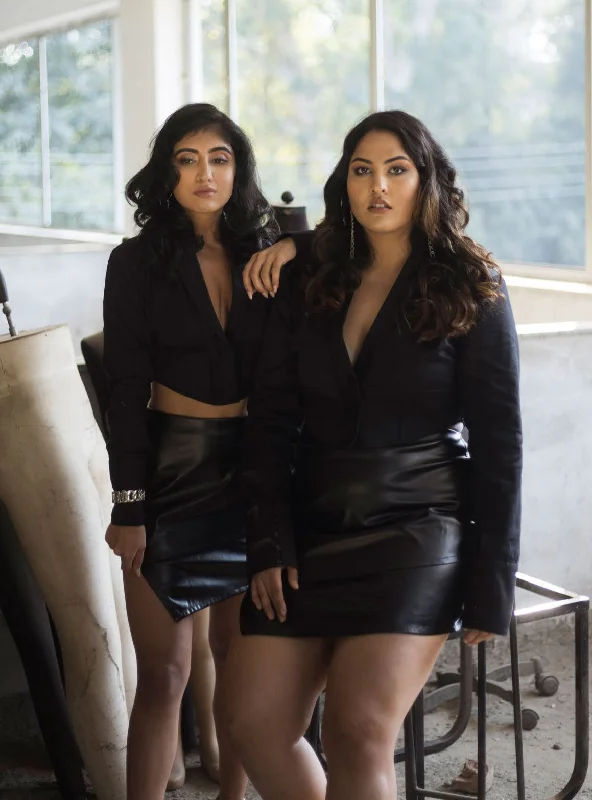 Demi Black Faux Leather Skirt corduroy skirt durable